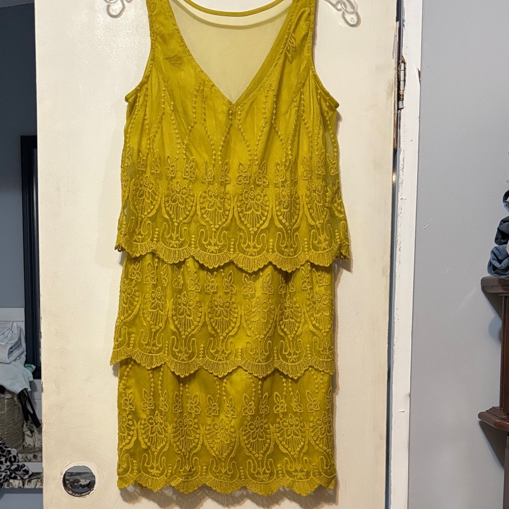 Forever 21 Mustard Layered Lace Mini Dress